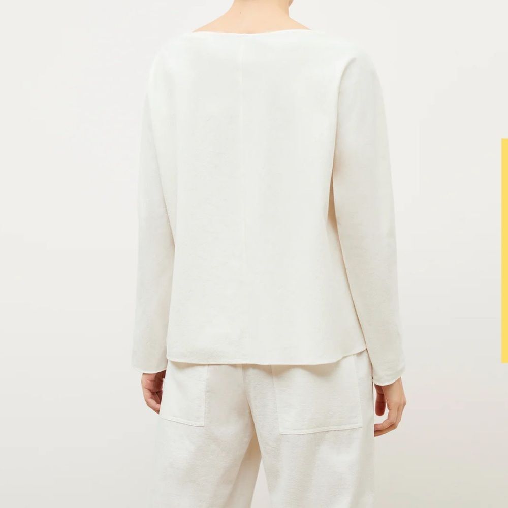 NWT M.M Lafleur The Wren Top - Double-Faced Ivory Linen Sz L - Picture 4 of 15